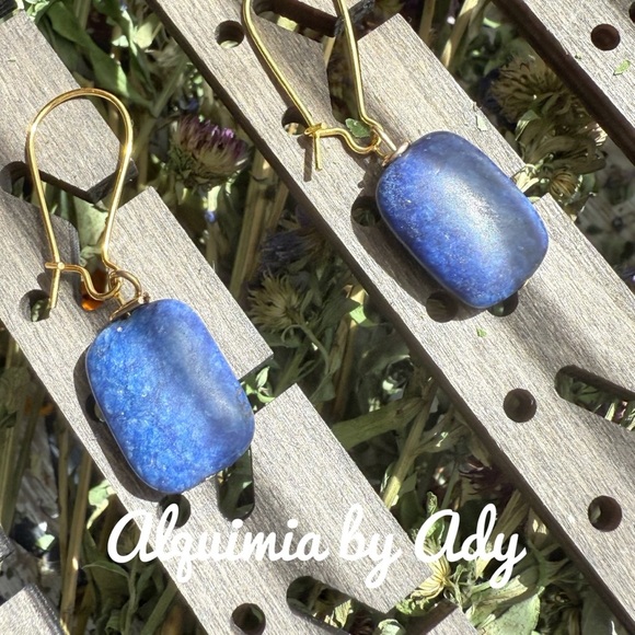 Alquimia Blue Dangle Earrings with Intricate Design - Picture 1 of 1